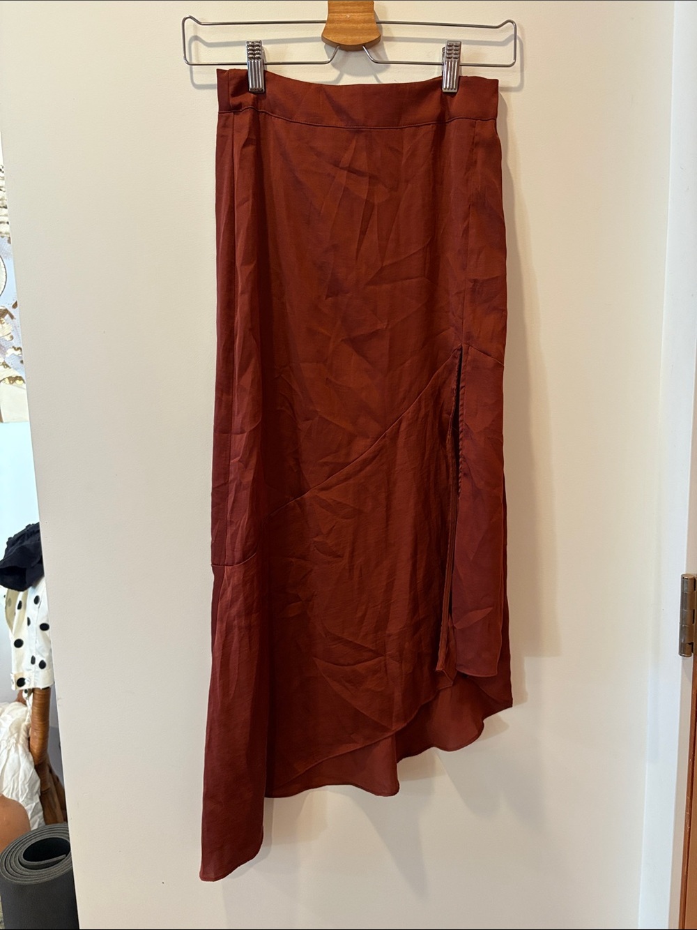 Free People Asymmetrical Maxi Skirt in Rust